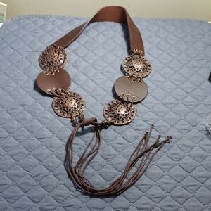 Leather Metal Rope Tie Belt